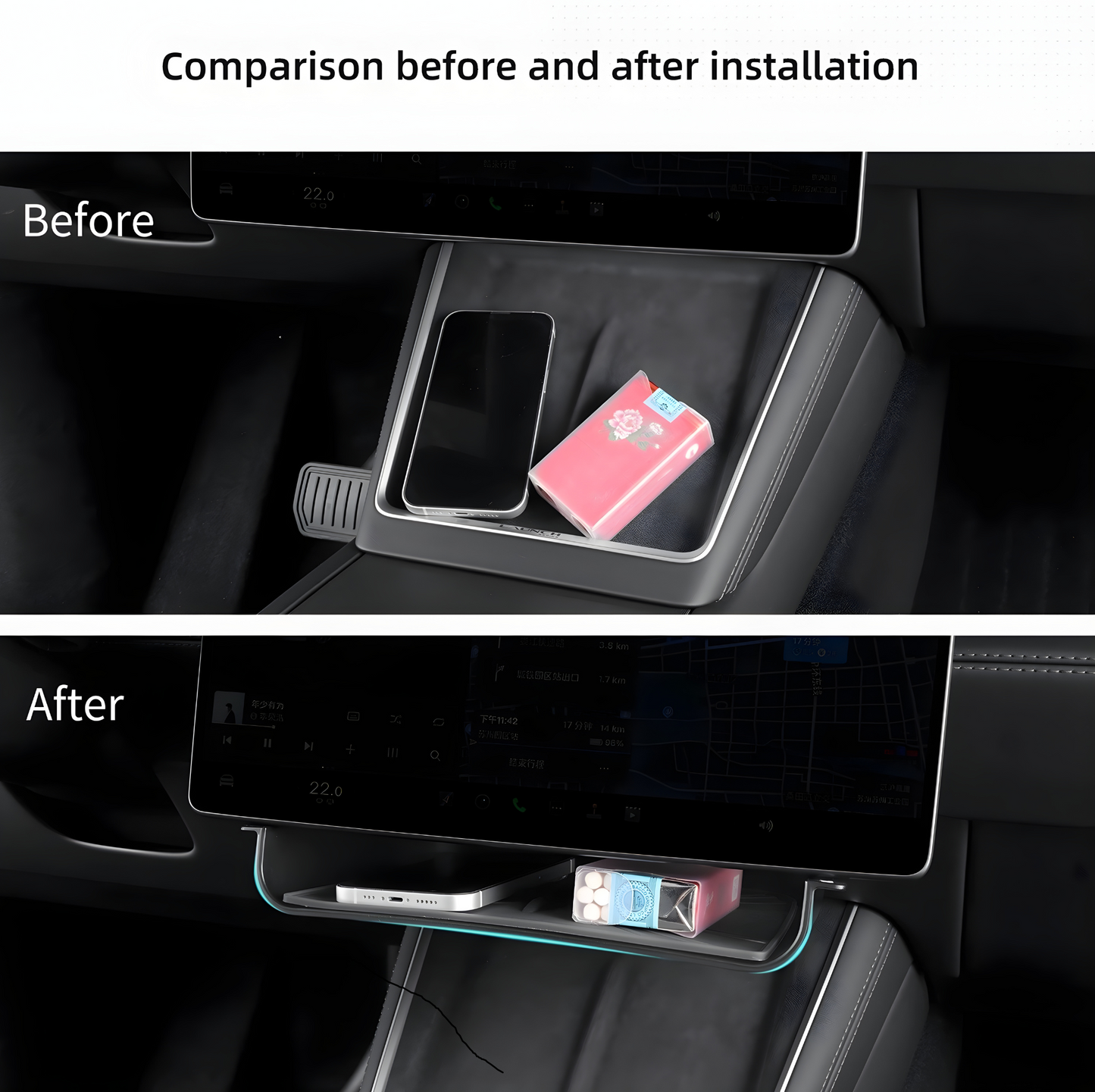 Under Screen Organizer - Model Y Juniper 2025+/Model 3 Highland 2024+
