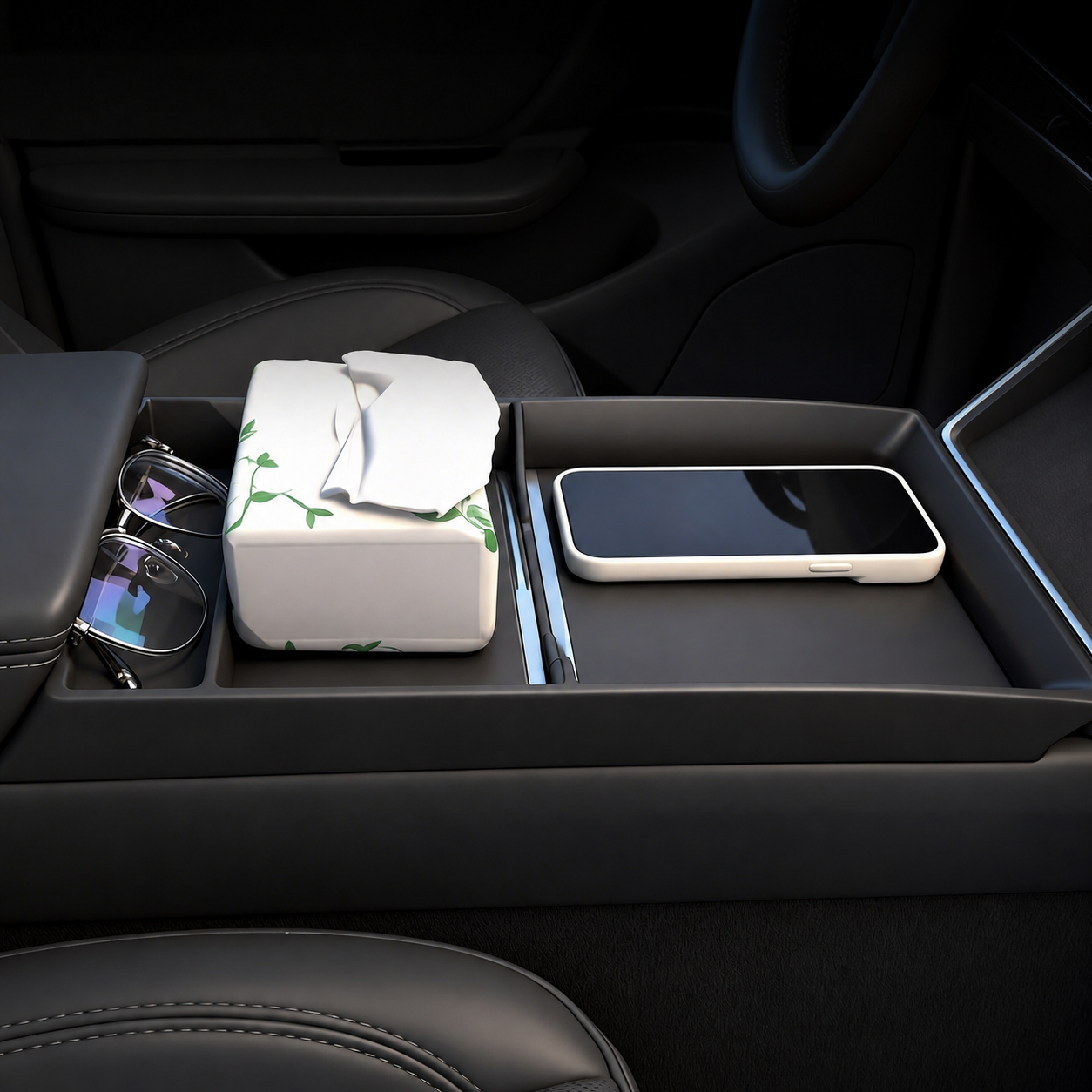 Center Console Armrest Organizer Tray - Model Y Juniper 2025+/Model 3 Highland 2024+