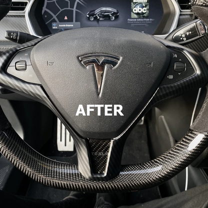 Carbon Fiber Steering Wheel Bezel Cover - Model S/X
