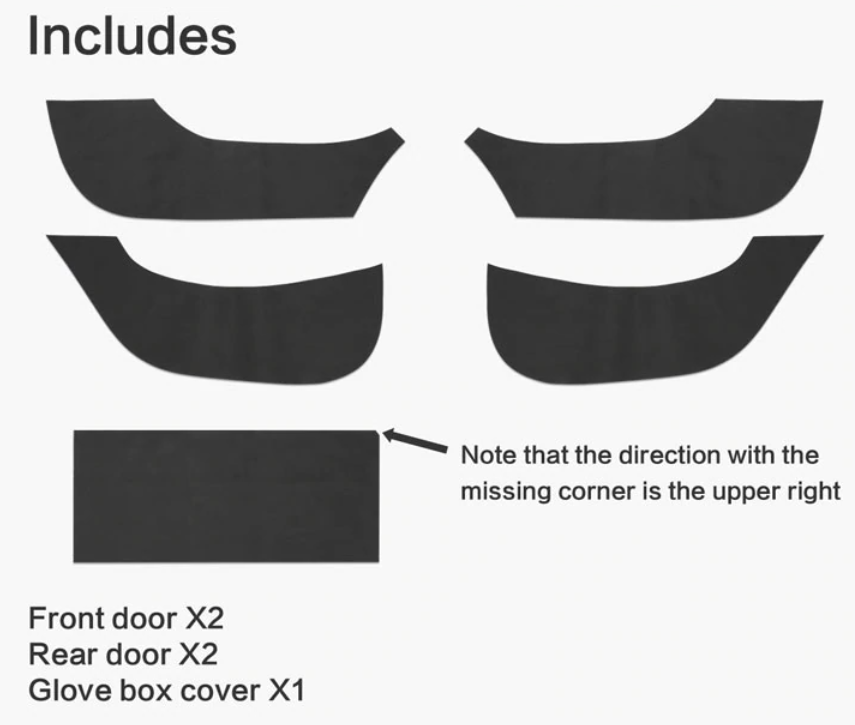 Leather Door & Glove Box Covers - Model 3 2017-2023