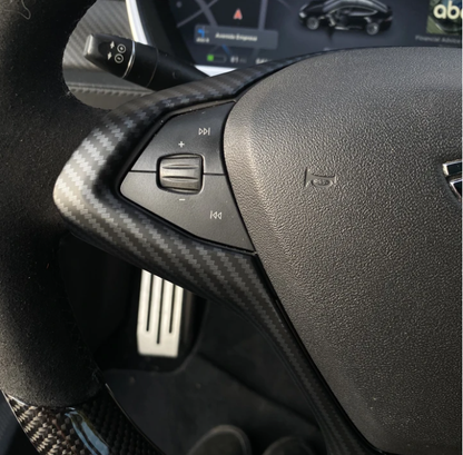 Carbon Fiber Steering Wheel Bezel Cover - Model S/X